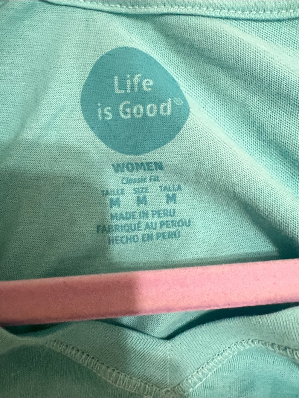 Life Is Good Turquoise V-Neck Long Sleeve Tee with Tree Graphic - Picture 4 of 7